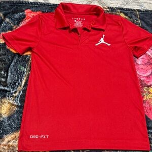 Jordan Red Polo Shirt with White Logo